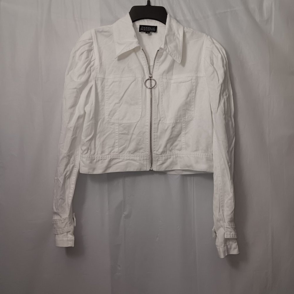 DANIELLE BERNSTEIN CROPPED ZIP UP JACKET 100% COTTON SIZE SMALL - Picture 8 of 10